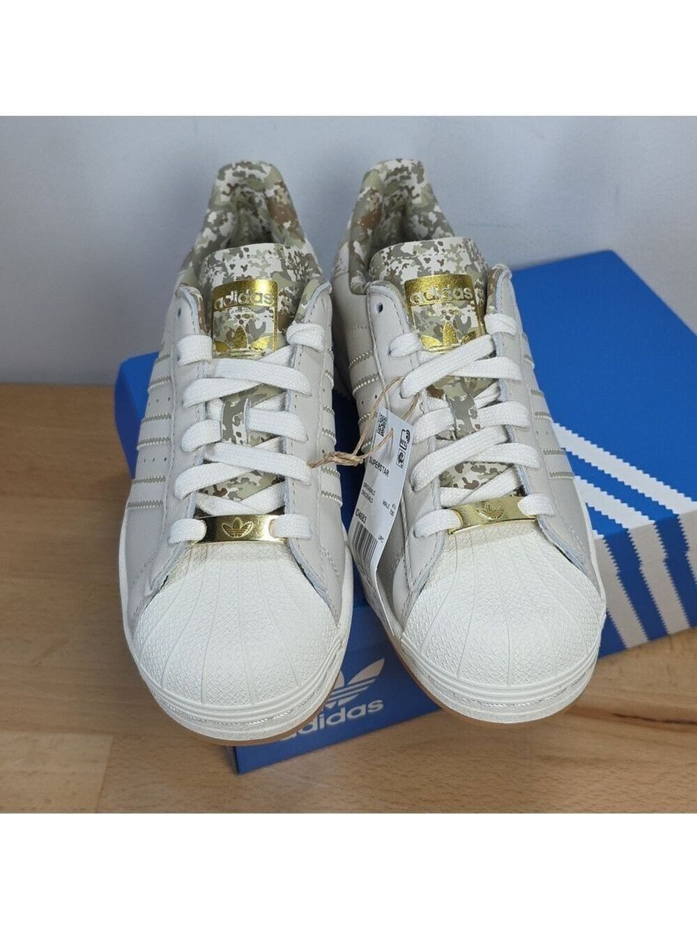 Adidas Superstar Sneakers - White and Gold Camo 5 US Male - Picture 5 of 10